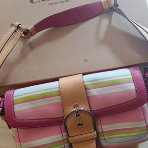 Coach striped canvas purse